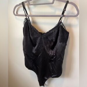 Prettylittlething, black lace bodysuit/camisole sz 6